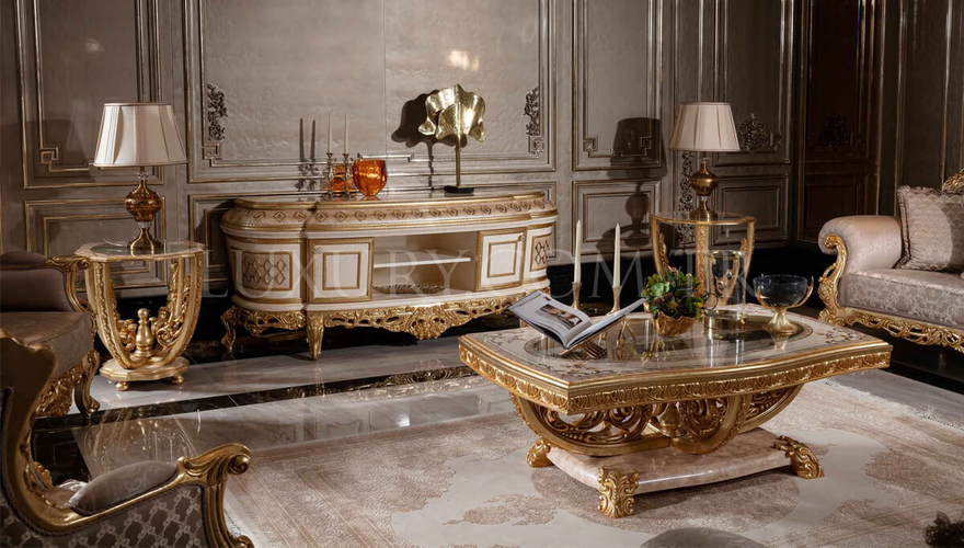 Sultanahmet Classic Gold Leaf Living Room - 7