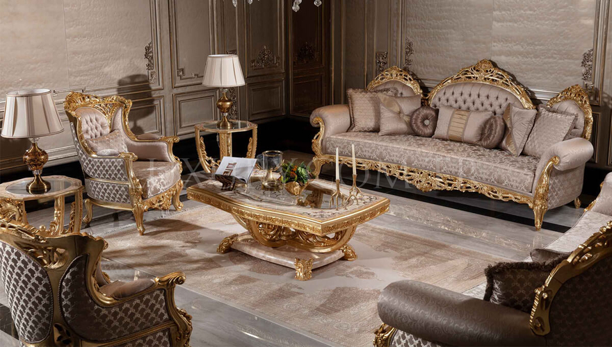 Sultanahmet Classic Gold Leaf Living Room - 1