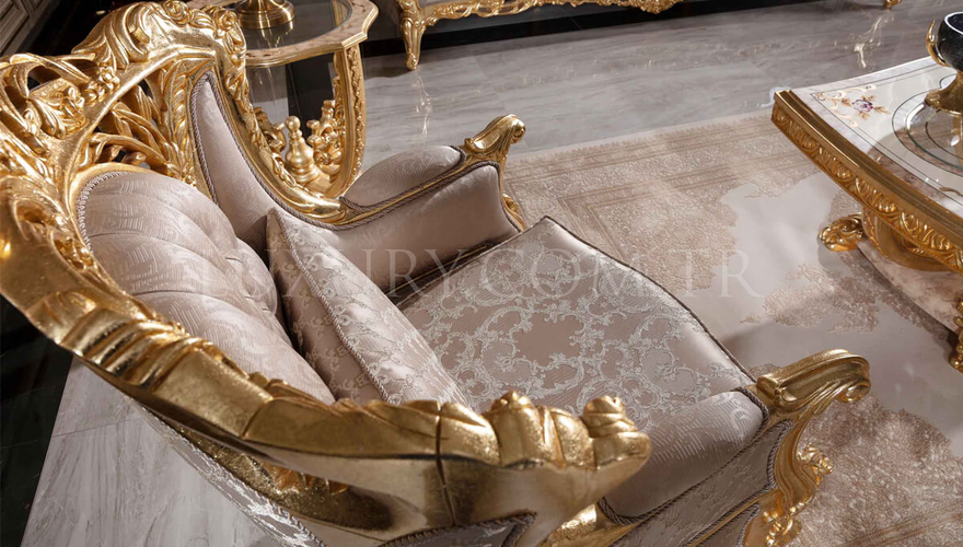 Sultanahmet Classic Gold Leaf Living Room - 6