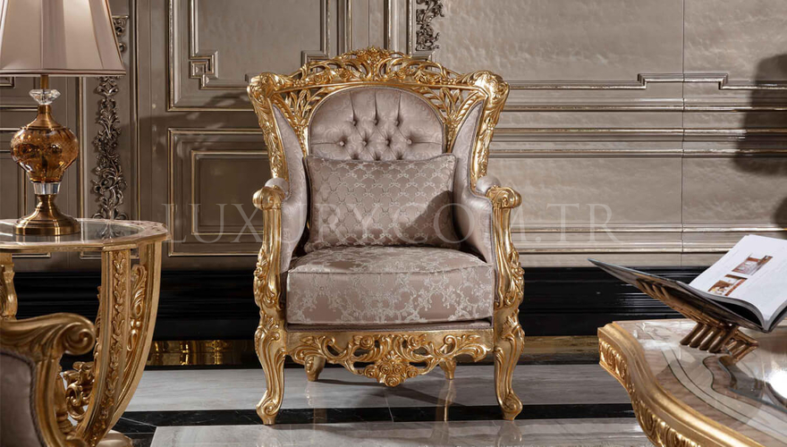 Sultanahmet Classic Gold Leaf Living Room - 14
