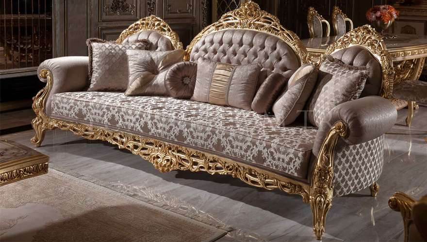 Sultanahmet Classic Gold Leaf Living Room - 15