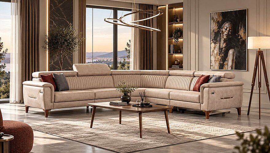 Taviano Modern Köşe Koltuk Takımı - 1