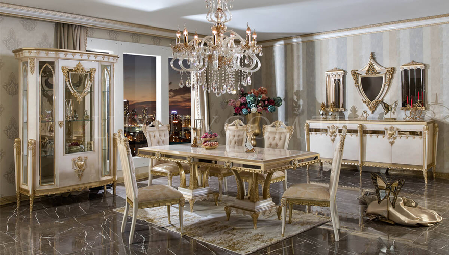 Tuvalya Krem Classic Dining Room - 1