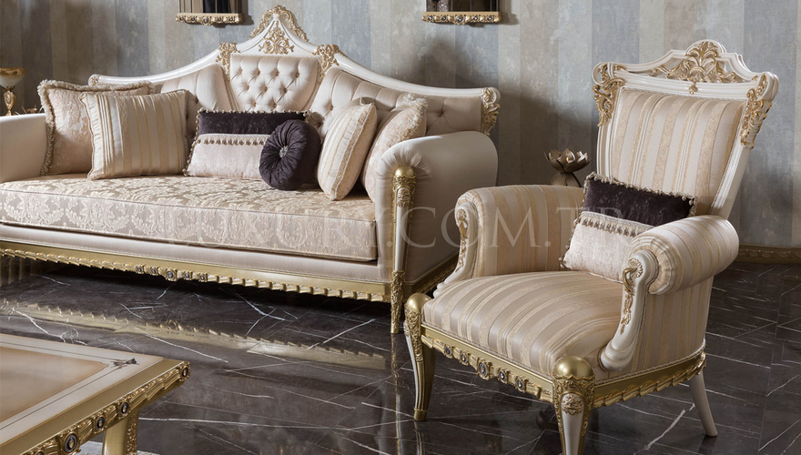 Tuvalya Krem Classic Living Room - 4