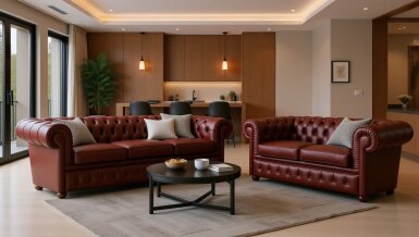 Valentino Kahverengi Chester Koltuk Takımı - 1102 Luxury Line