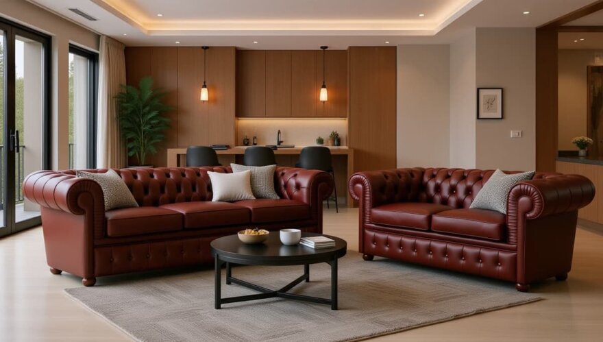 Valentino Kahverengi Chester Koltuk Takımı - 1