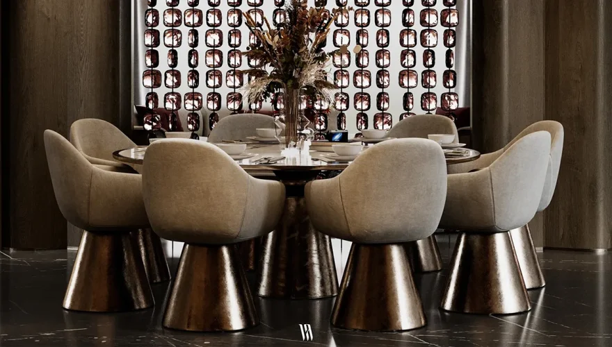 Valse Yuvarlak Mermer Yemek Masası - 3