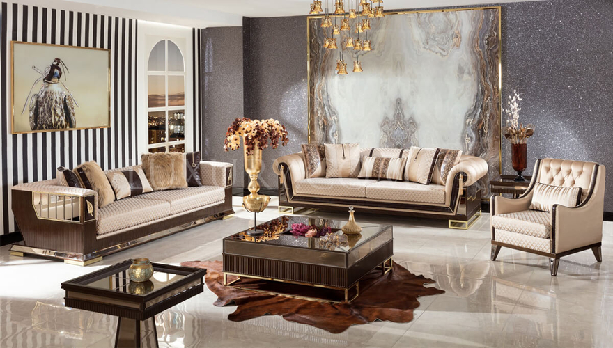 Vasteras Modern Brown Sofa Set - 1128