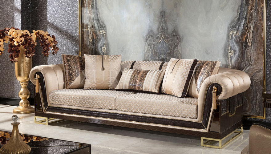 Vasteras Modern Brown Sofa Set - 3