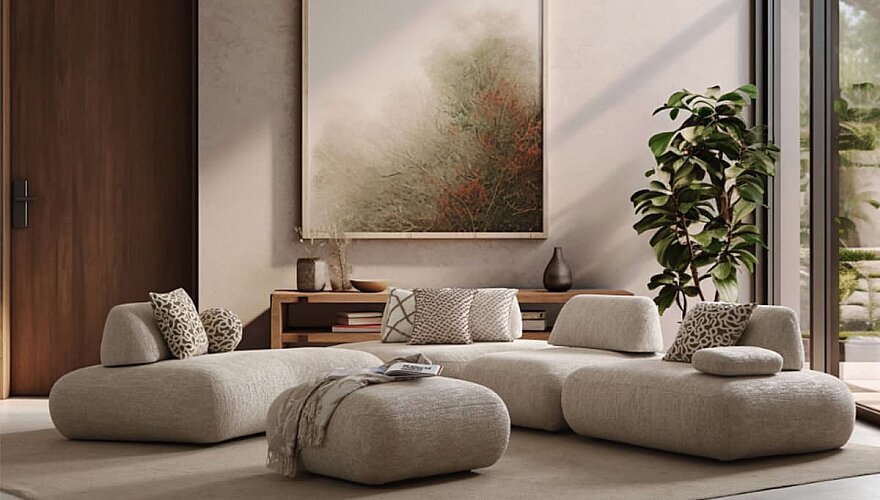 Venessa Oval Detaylı Köşe Koltuk Takımı - 2
