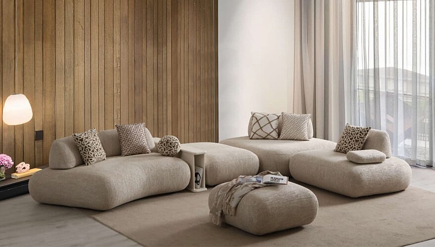 Venessa Oval Detaylı Köşe Koltuk Takımı - 4