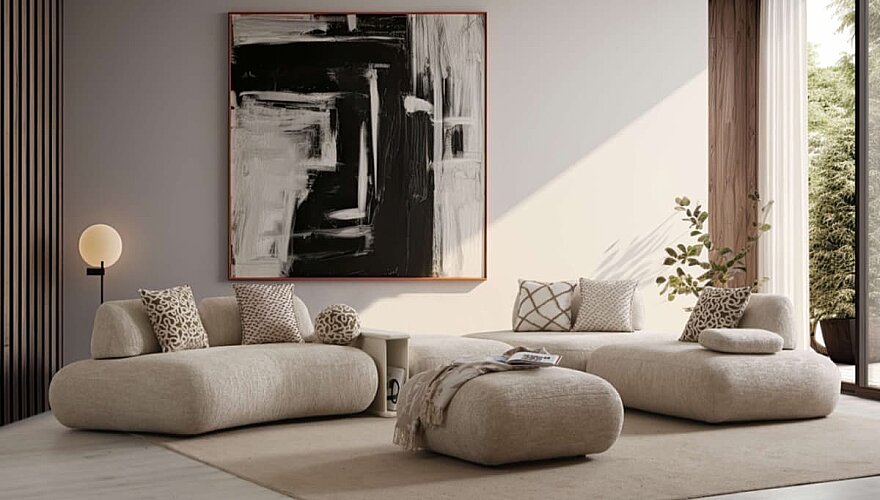 Venessa Oval Detaylı Köşe Koltuk Takımı - 5