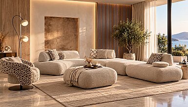Venessa Oval Detaylı Köşe Koltuk Takımı - 1192