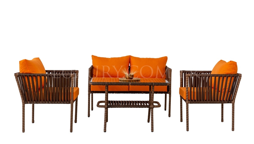 Vernola Orange Garden Sofa Set - 2