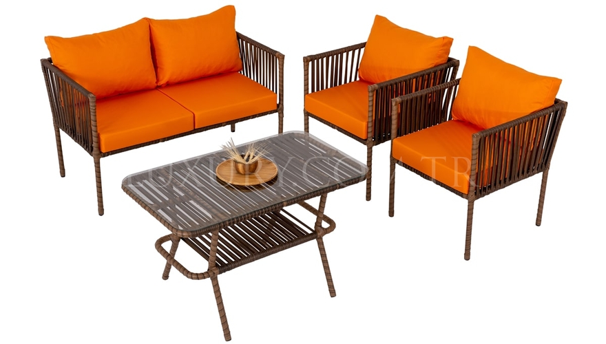 Vernola Orange Garden Sofa Set - 1