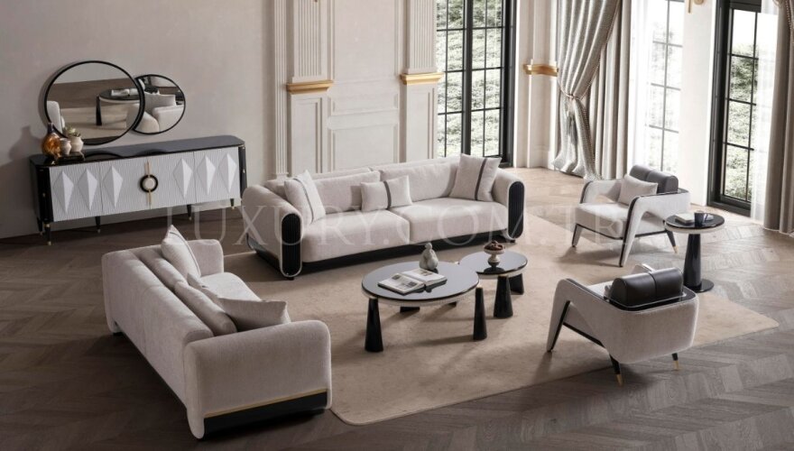 Veyron Beyaz Modern Koltuk Takımı - 2