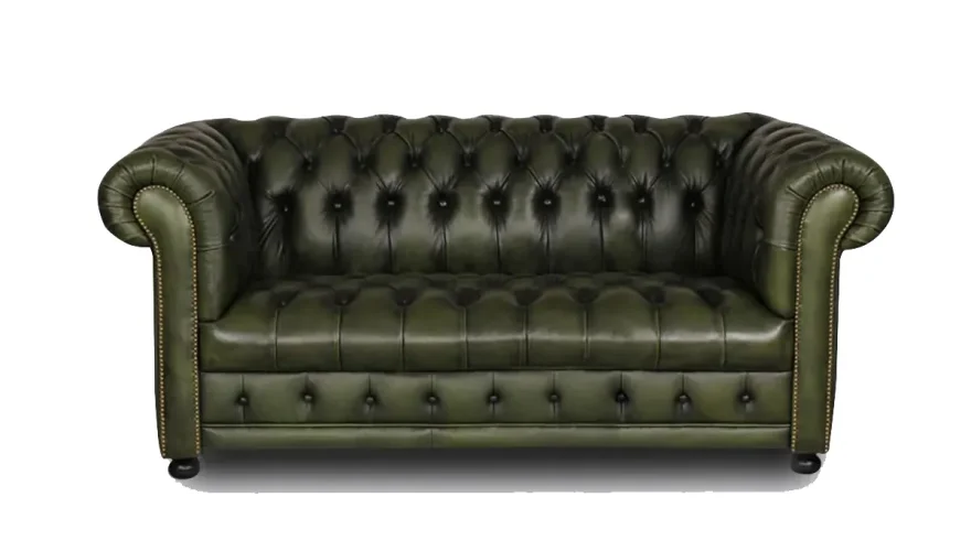 Vintage Green Chesterfield 2-Seater Sofa - 1