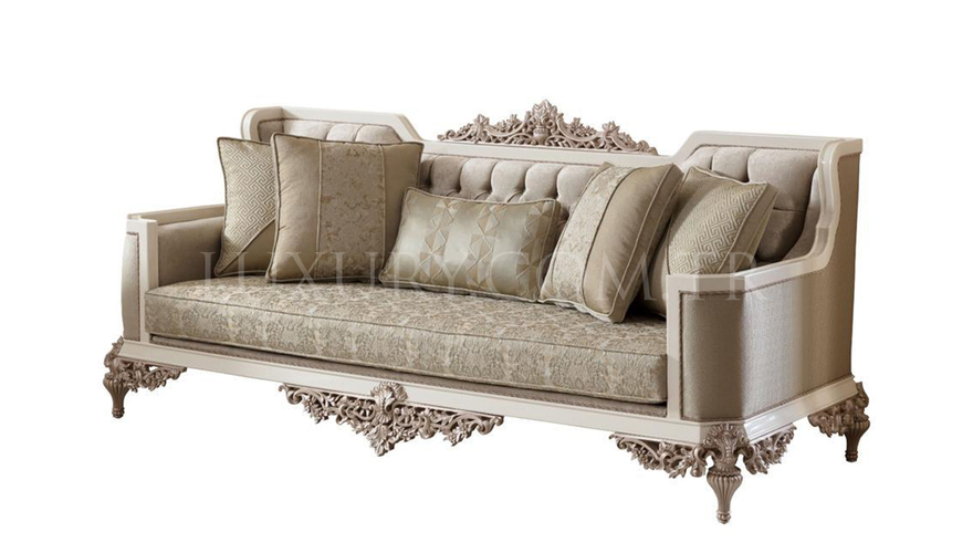 Vistera White Art Deco Sofa Set - 4