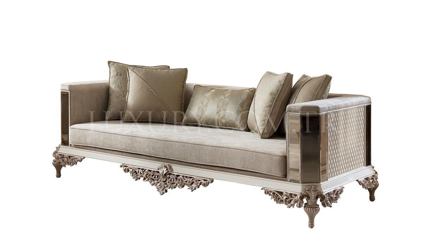 Vistera White Art Deco Sofa Set - 5