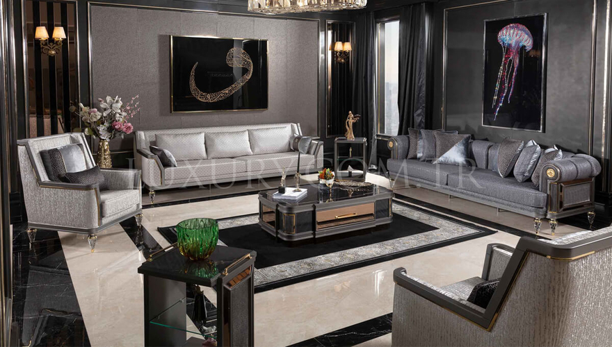 Viterbo Modern Gray Sofa Set - 1