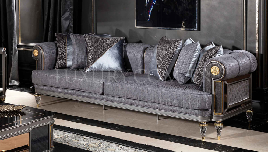 Viterbo Modern Gray Sofa Set - 3