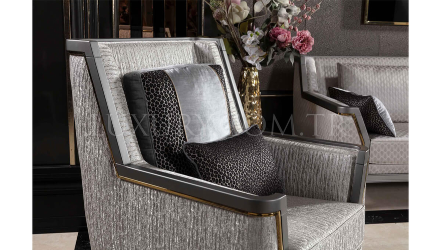 Viterbo Modern Gray Sofa Set - 8