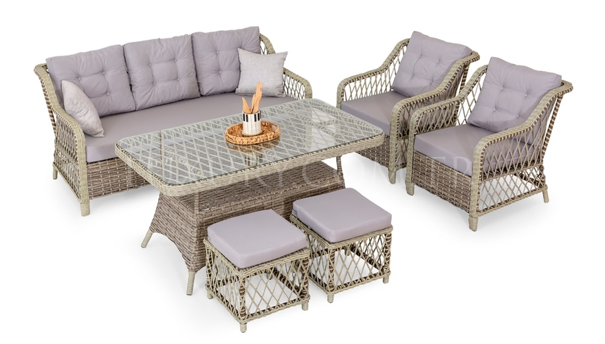 Yeşim Gray Garden Sofa Set - 1