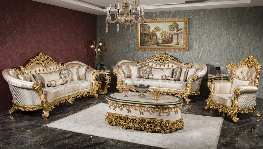 Zümra Gold Leaf Living Room - 865